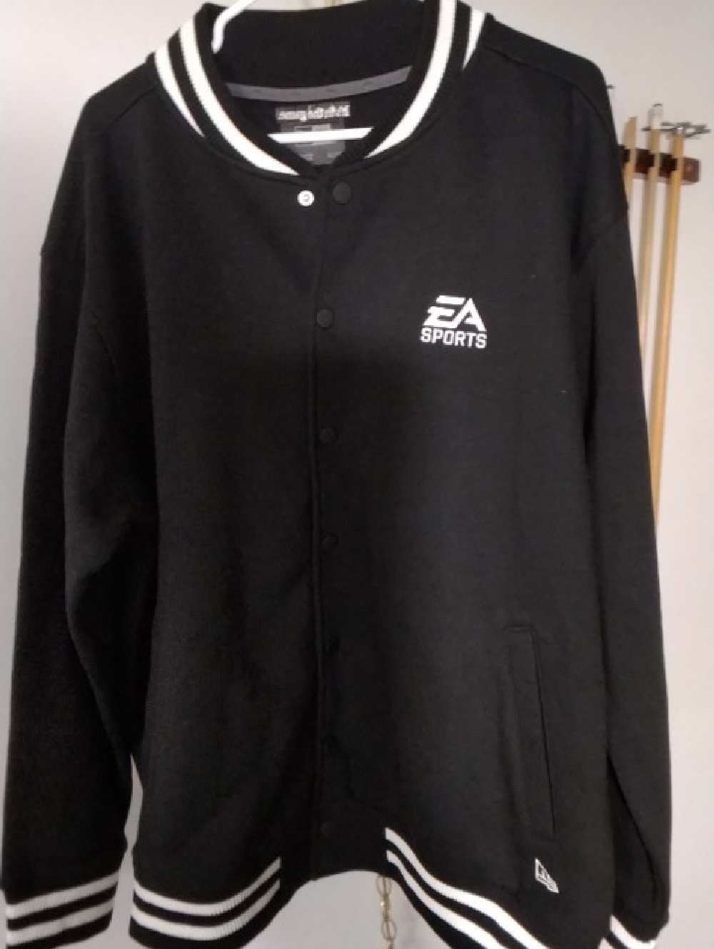 New Era Black & White " EA Sports " Embroidered Varsity Bomber Jacket , XL , $48 - Picture 9 of 9